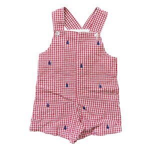 Adventurewear 360‎ Anchor Embroidered Gingham Romper Boys Size 12M 100% Cotton